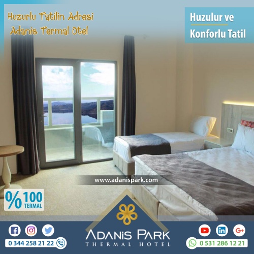 ADANİSPARK TERMAL OTEL
www.adanispark.com 
Tel: 0 344 258 21 22
Mobil ve Whatsapp: 0 531 286 12 21

*TERMAL SUYUN FAYDALARI*
Romatizmal hastalıkların kronik dönemleri, Osteoartrit gibi eklem hastalıkları, Kireçlenmeler, Osteoporoz, Fibromiyalji (Kul