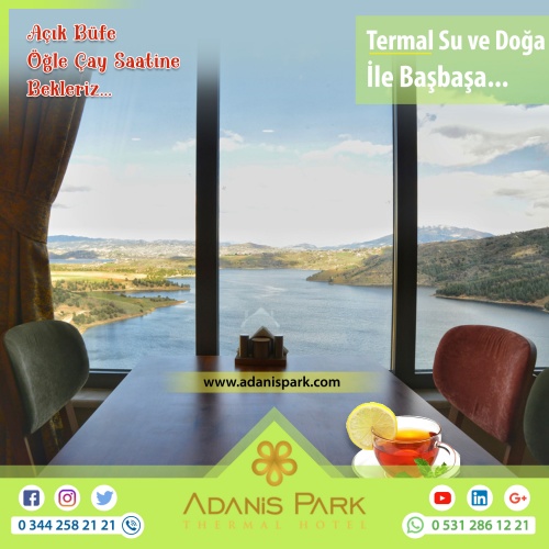 ADANİSPARK TERMAL OTEL
www.adanispark.com 
Tel: 0 344 258 21 22
Mobil ve Whatsapp: 0 531 286 12 21

*TERMAL SUYUN FAYDALARI*
Romatizmal hastalıkların kronik dönemleri, Osteoartrit gibi eklem hastalıkları, Kireçlenmeler, Osteoporoz, Fibromiyalji (Kul