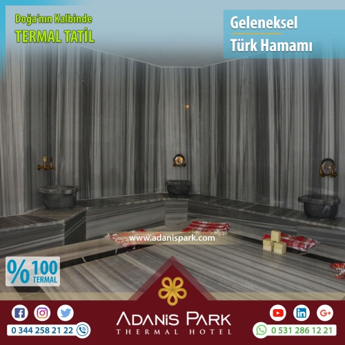 ADANİSPARK TERMAL OTEL
www.adanispark.com 
Tel: 0 344 258 21 22
Mobil ve Whatsapp: 0 531 286 12 21

*TERMAL SUYUN FAYDALARI*
Romatizmal hastalıkların kronik dönemleri, Osteoartrit gibi eklem hastalıkları, Kireçlenmeler, Osteoporoz, Fibromiyalji (Kul