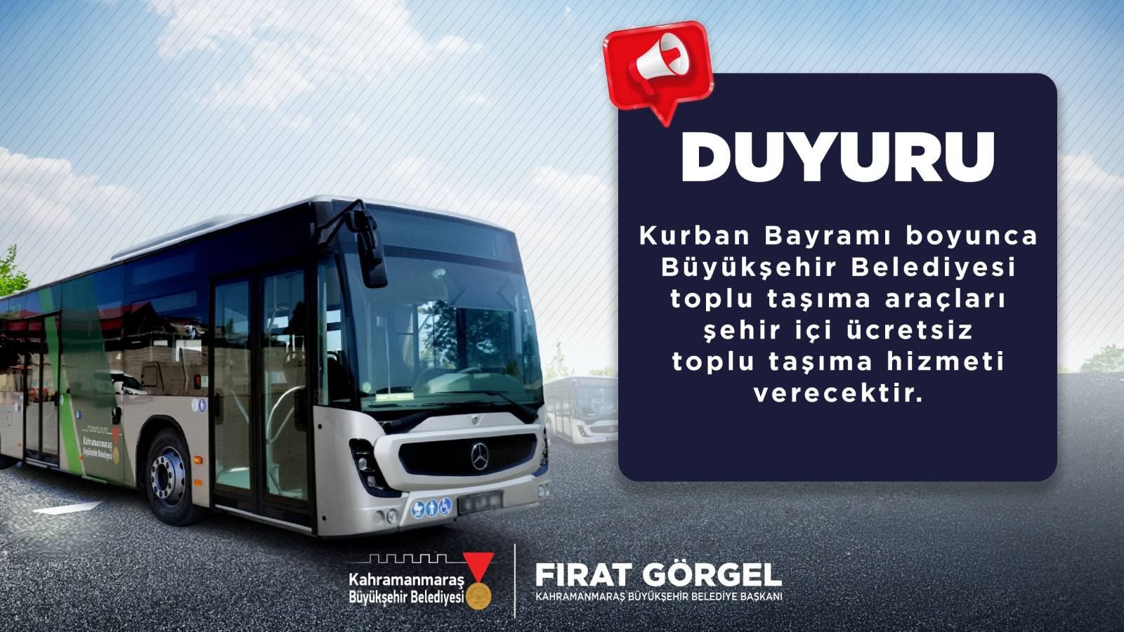 Büyükşehir’den Bayramda Ücretsiz Ulaşım Desteği