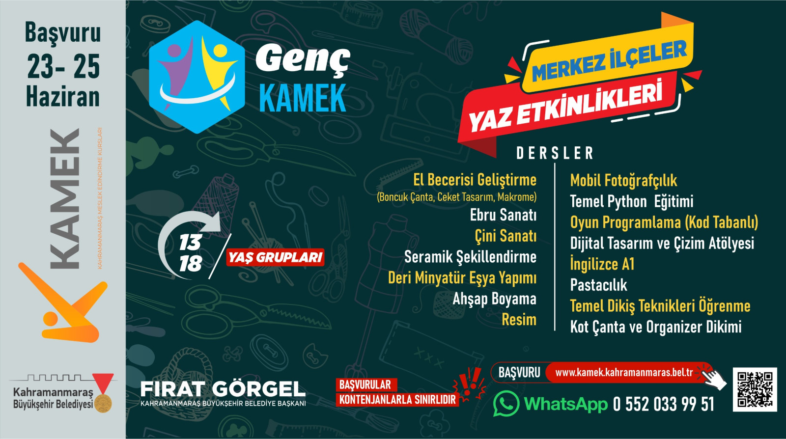 Büyükşehir’in Genç KAMEK Kurslarında Kayıt Zamanı; Başvurular Başladı