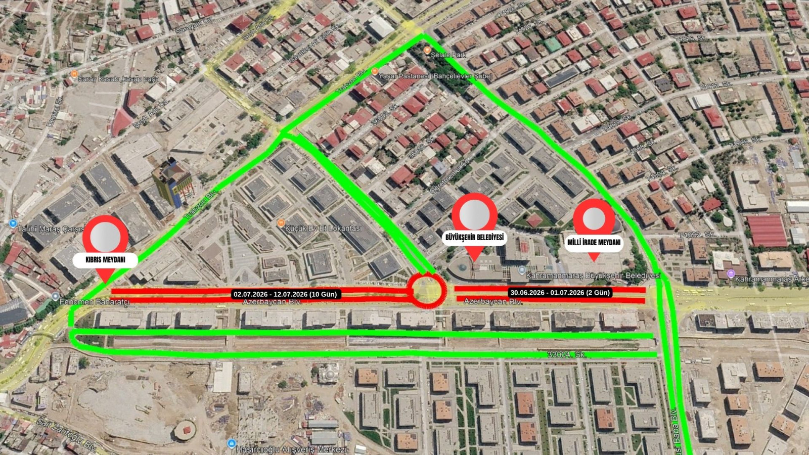 Sürücülerin Dikkatine! Azerbaycan Bulvarı’nda Kısmi Trafik Düzenlemesi