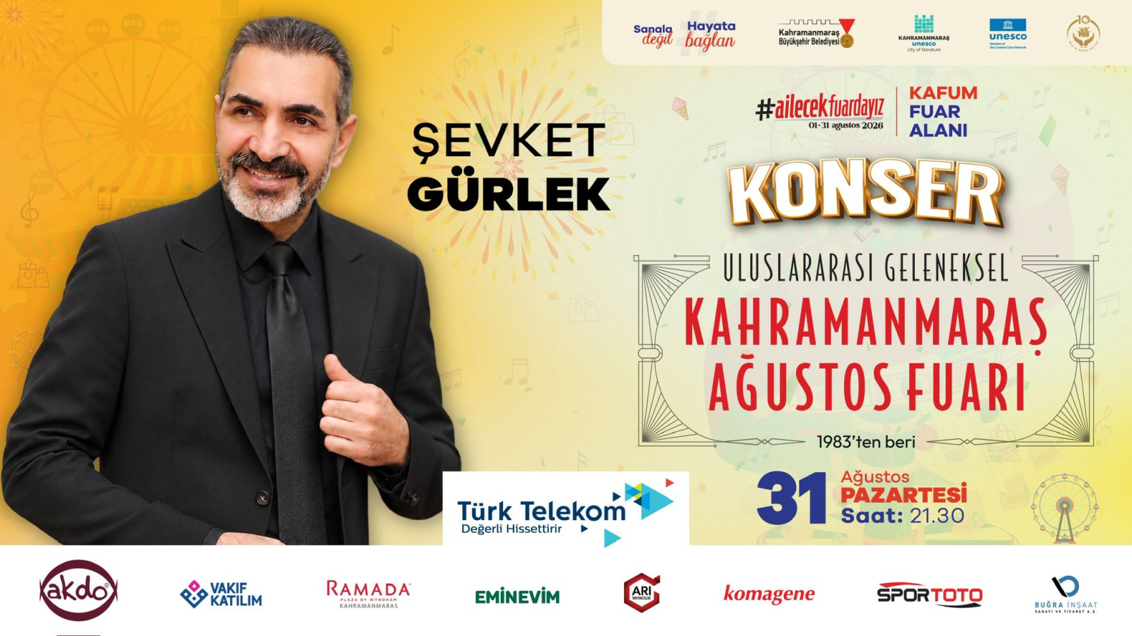 Ağustos Fuarı’nın Son Gününde Aynur Bolat ve Şevket Gürlek Sahne Alacak