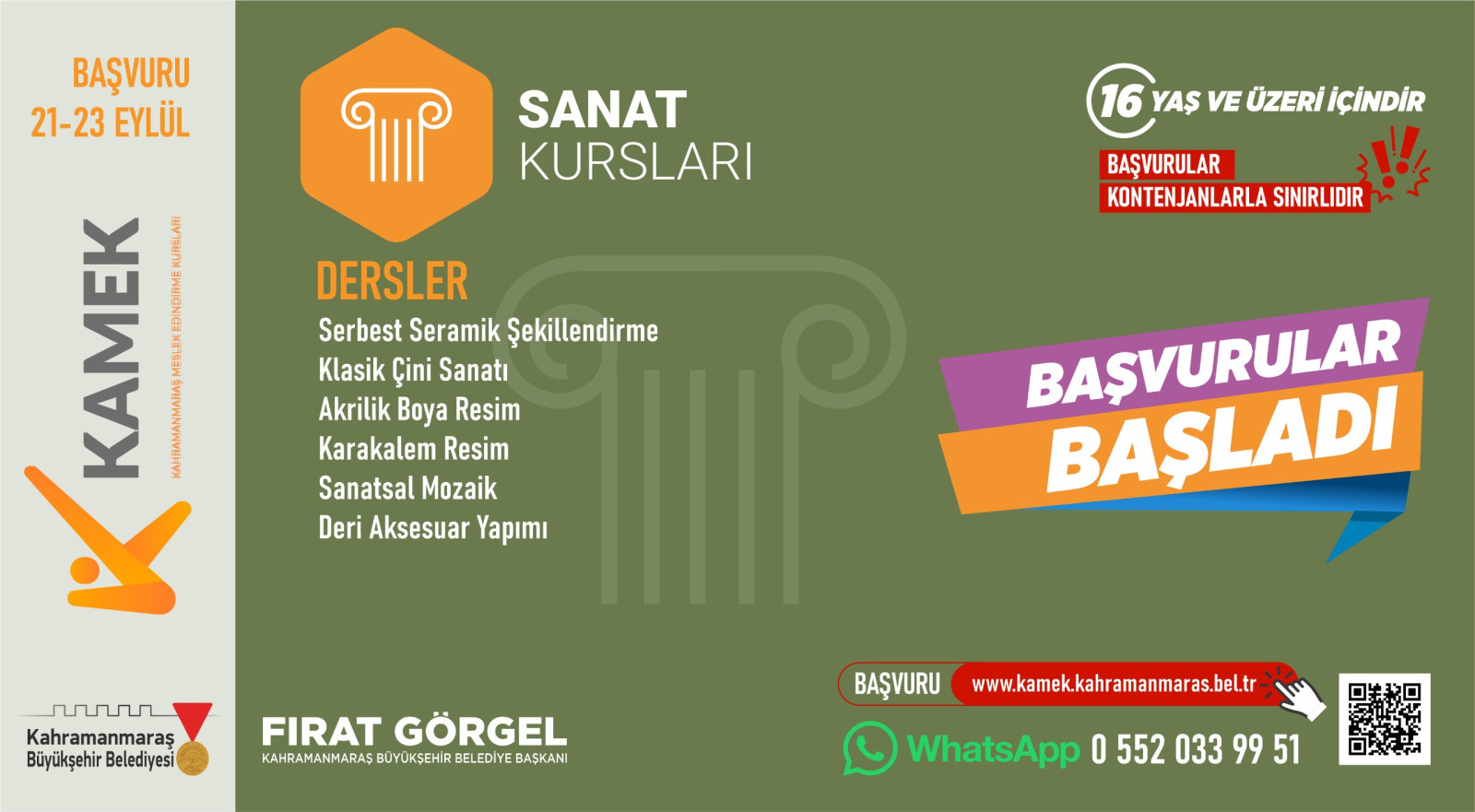 KAMEK’te Güz Dönemi Kurslarına Başvurular Başladı