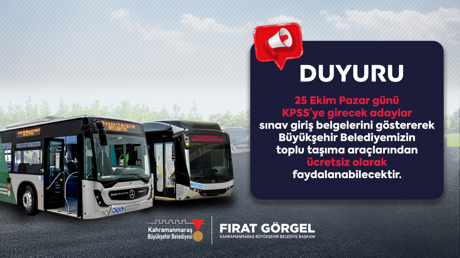 Büyükşehir’den KPSS Adaylarına Ücretsiz Ulaşım