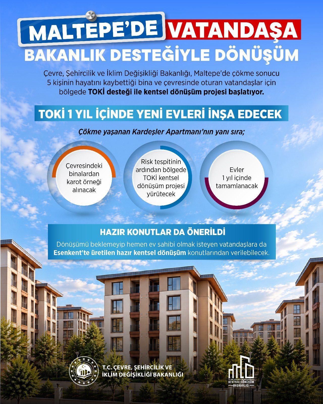 Maltepe’de Çöken Bina ve Çevresi için TOKİ ile Dönüşüm İmkanı Sunuldu